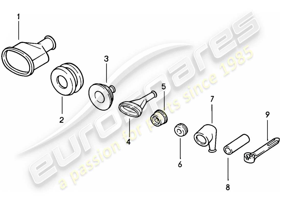 porsche 1986 (944) anello di tenuta - fascetta diagramma delle parti