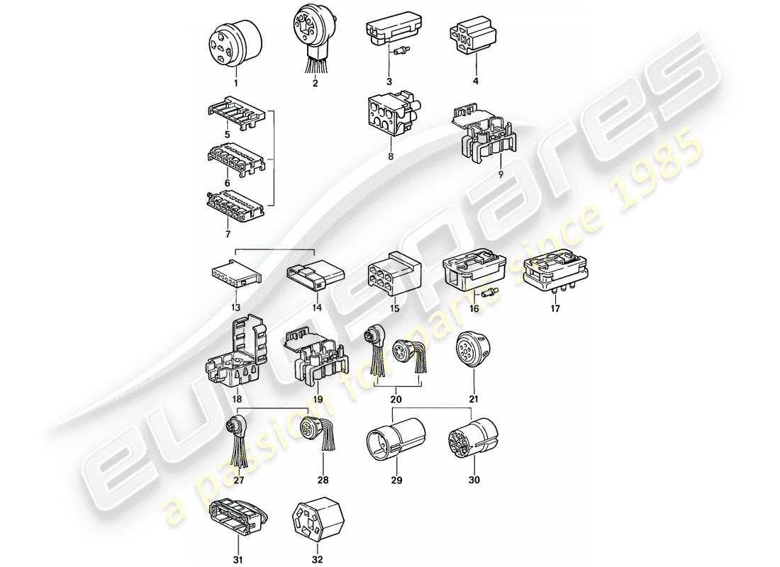 porsche 1986 (924s) alloggiamento del connettore diagramma delle parti