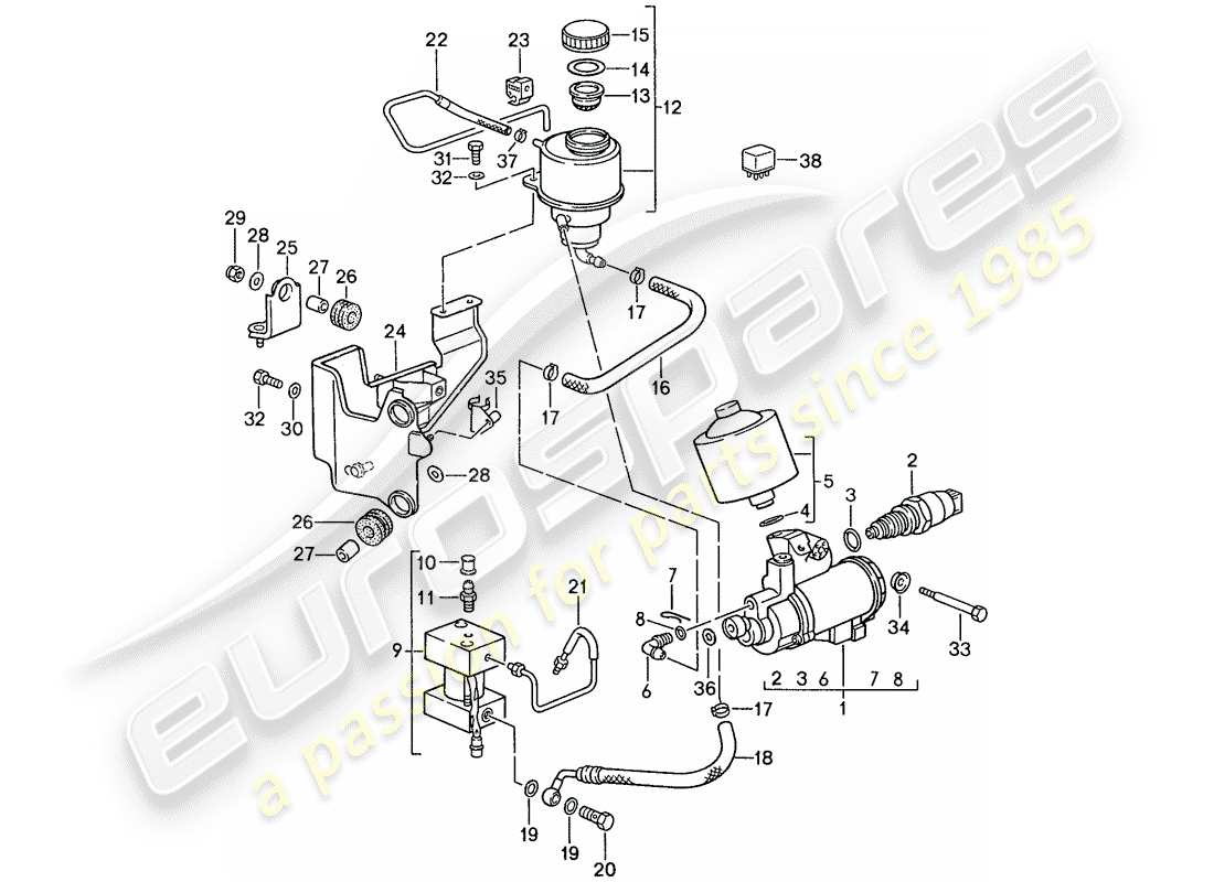 porsche 1990 (928) cambio automatico - comando serratura 1 - d - mj 1990>> schema delle parti