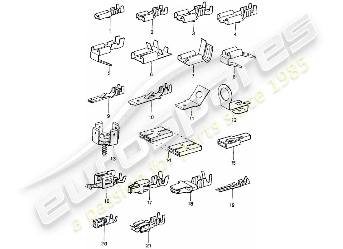 porsche 1992 (964) terminale maschio a lama - connettore push-on diagramma delle parti