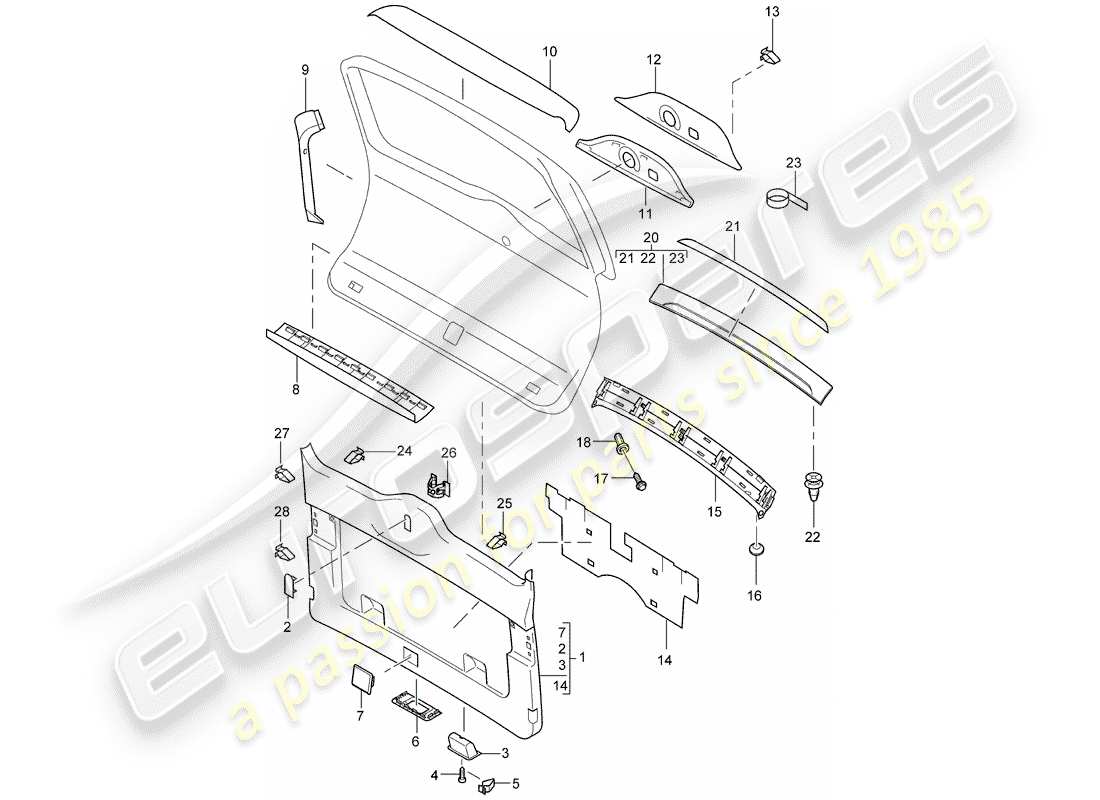 porsche 2005 (cayenne e1 9pa) finiture diagramma delle parti