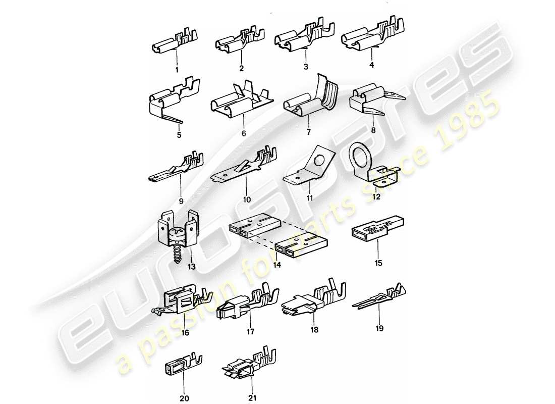 porsche 1994 (968) terminale maschio a lama - connettore push-on diagramma delle parti