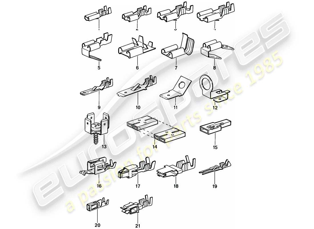 porsche 1987 (924s) terminale a lama maschio - connettore push-on schema delle parti