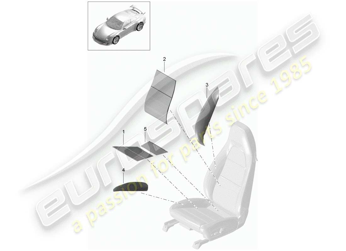 porsche 2016 (991-1 r/gt3/rs) diagramma delle parti dell'elemento riscaldante