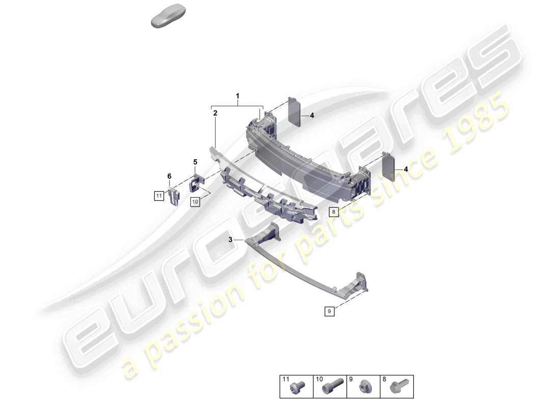 porsche 2019 (992-1) supporto paraurti anteriore 911 dakar diagramma delle parti