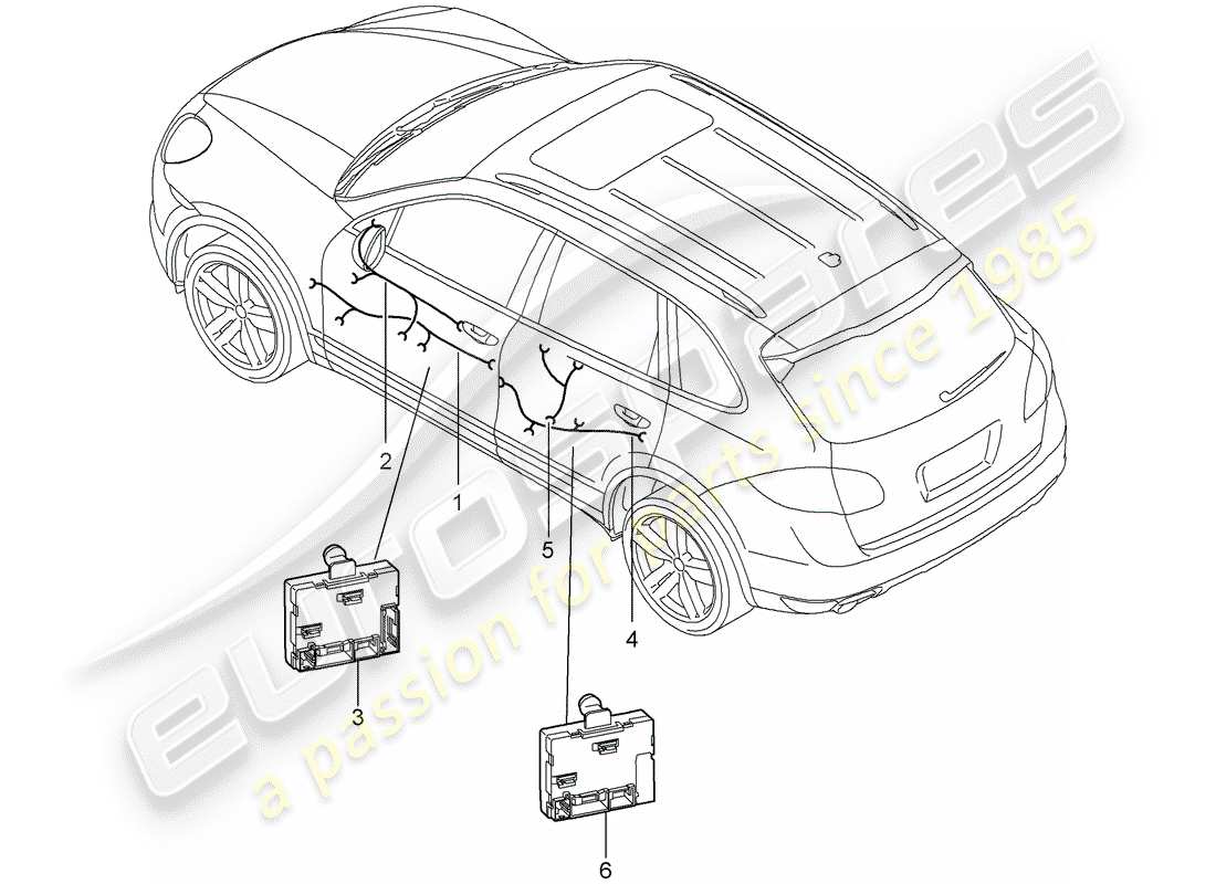 porsche 2013 (cayenne e2 92a) cablaggi elettrici schema delle parti