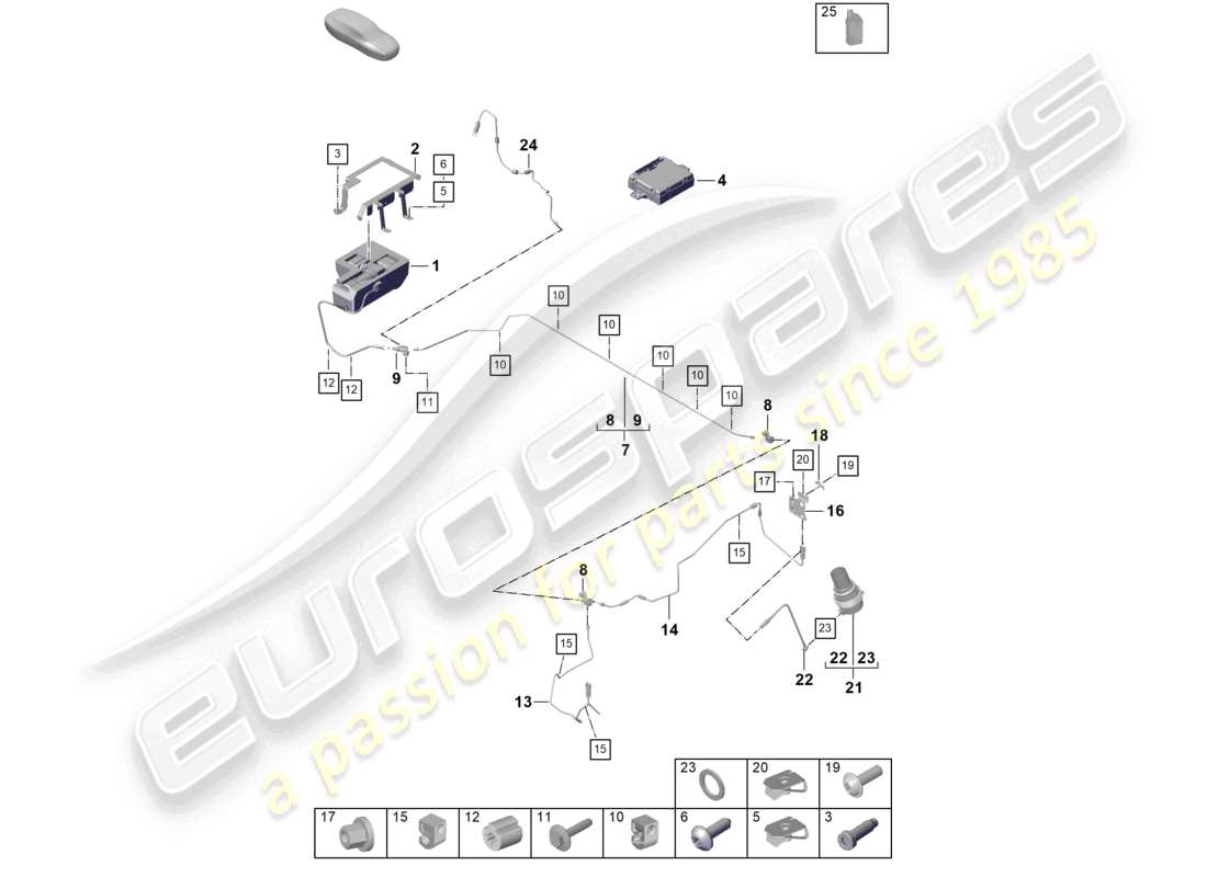 porsche 2019 (992-1) sospensione adattiva linea idraulica diagramma delle parti