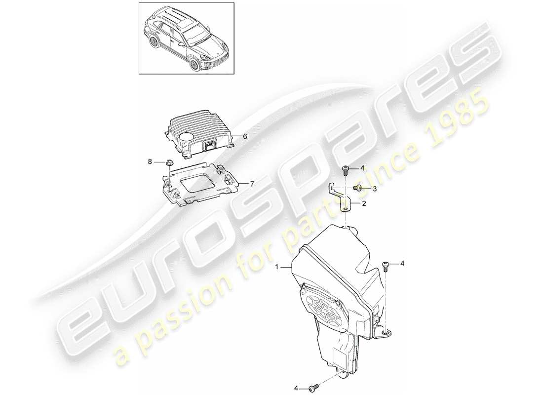 porsche 2013 (cayenne e2 92a) altoparlante schema delle parti