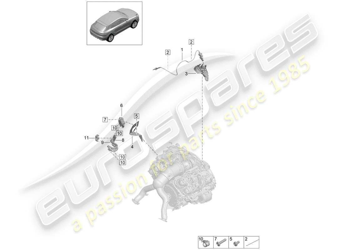 porsche 2019 (macan) sensore di pressione differenziale diagramma delle parti