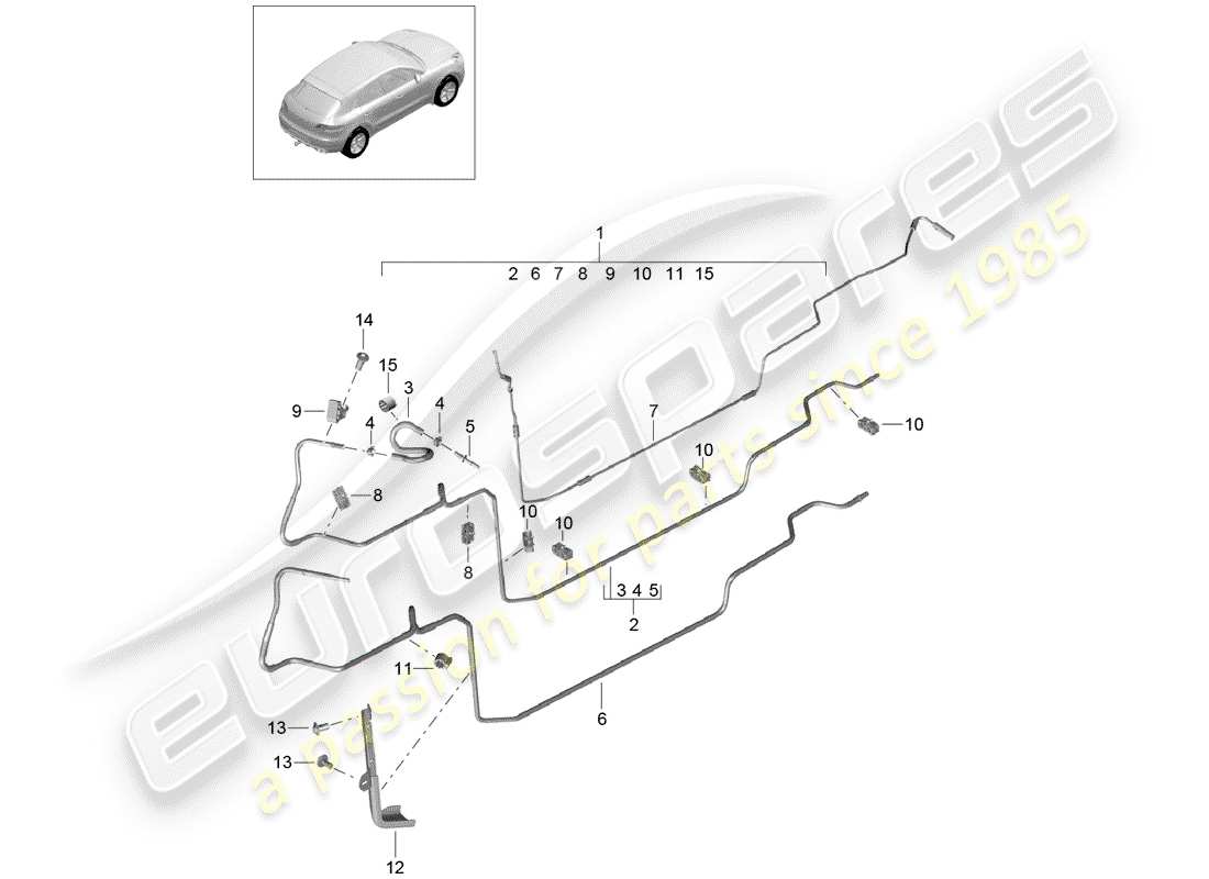 porsche 2016 (macan) schema delle parti del sistema di alimentazione