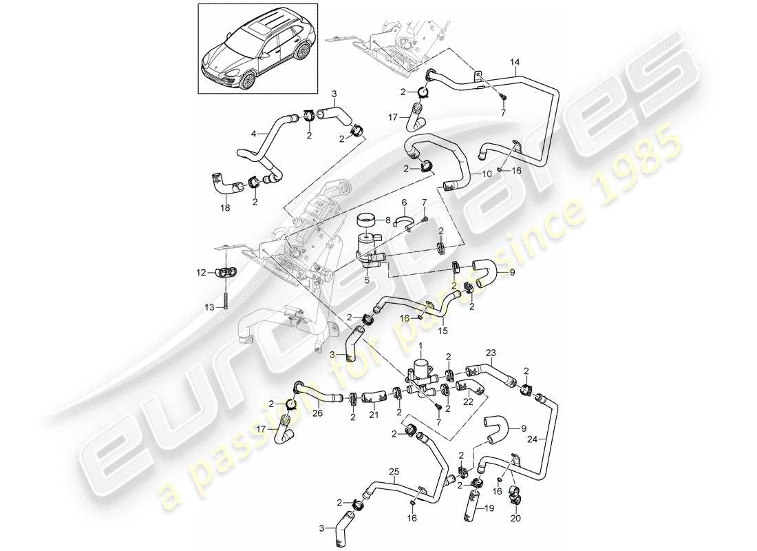 porsche 2013 (cayenne e2 92a) diagramma delle parti del tubo