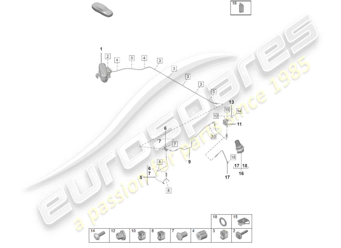 porsche 2019 (992-1) sospensione adattiva linea idraulica diagramma delle parti