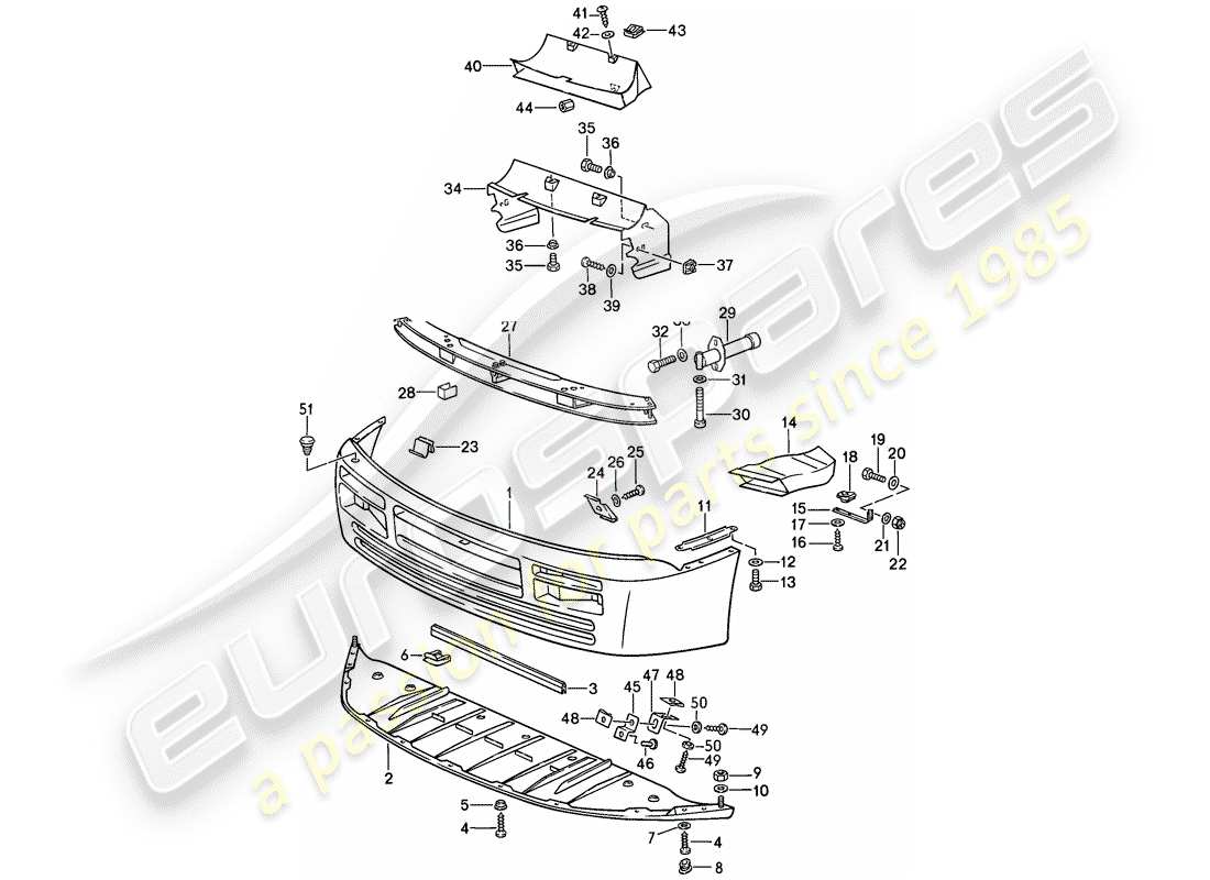 porsche 1986 (944) copertura per paraurti - e - paraurti diagramma delle parti
