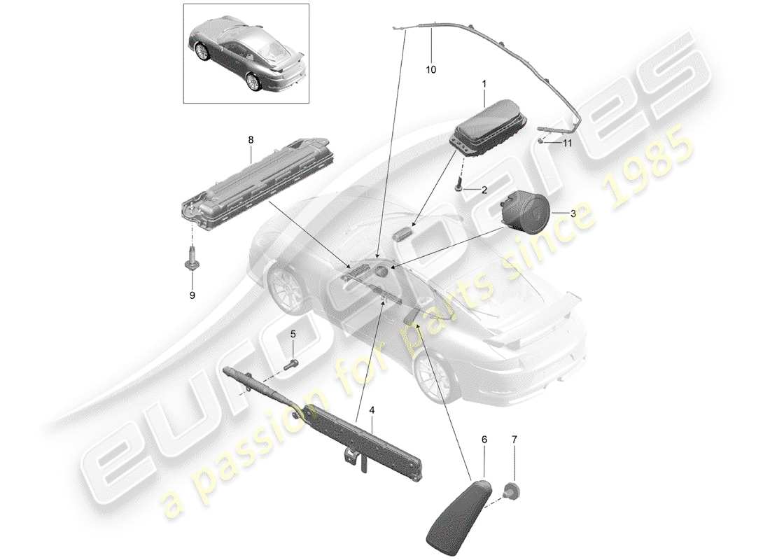 porsche 2016 (991-1 r/gt3/rs) airbag diagramma delle parti