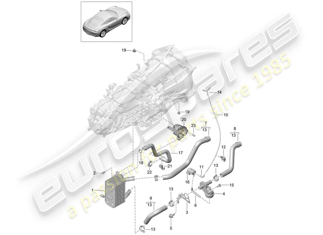 porsche 2015 (981 cayman) schema delle parti del cambio manuale