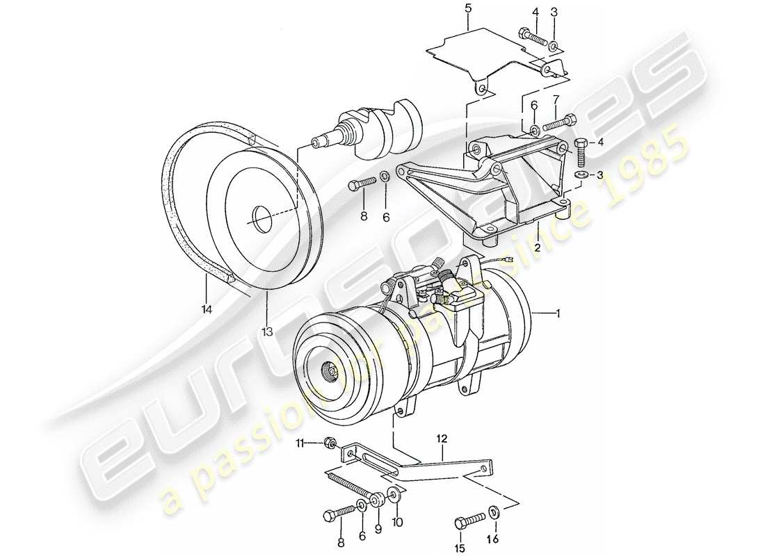 porsche 1990 (928) compressore - montaggio diagramma delle parti