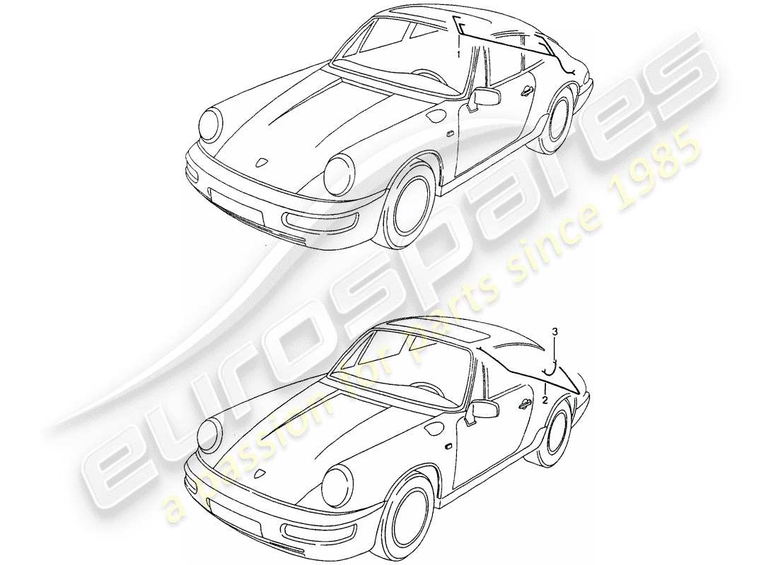 porsche 1991 (964) cablaggi - estremità posteriore diagramma delle parti