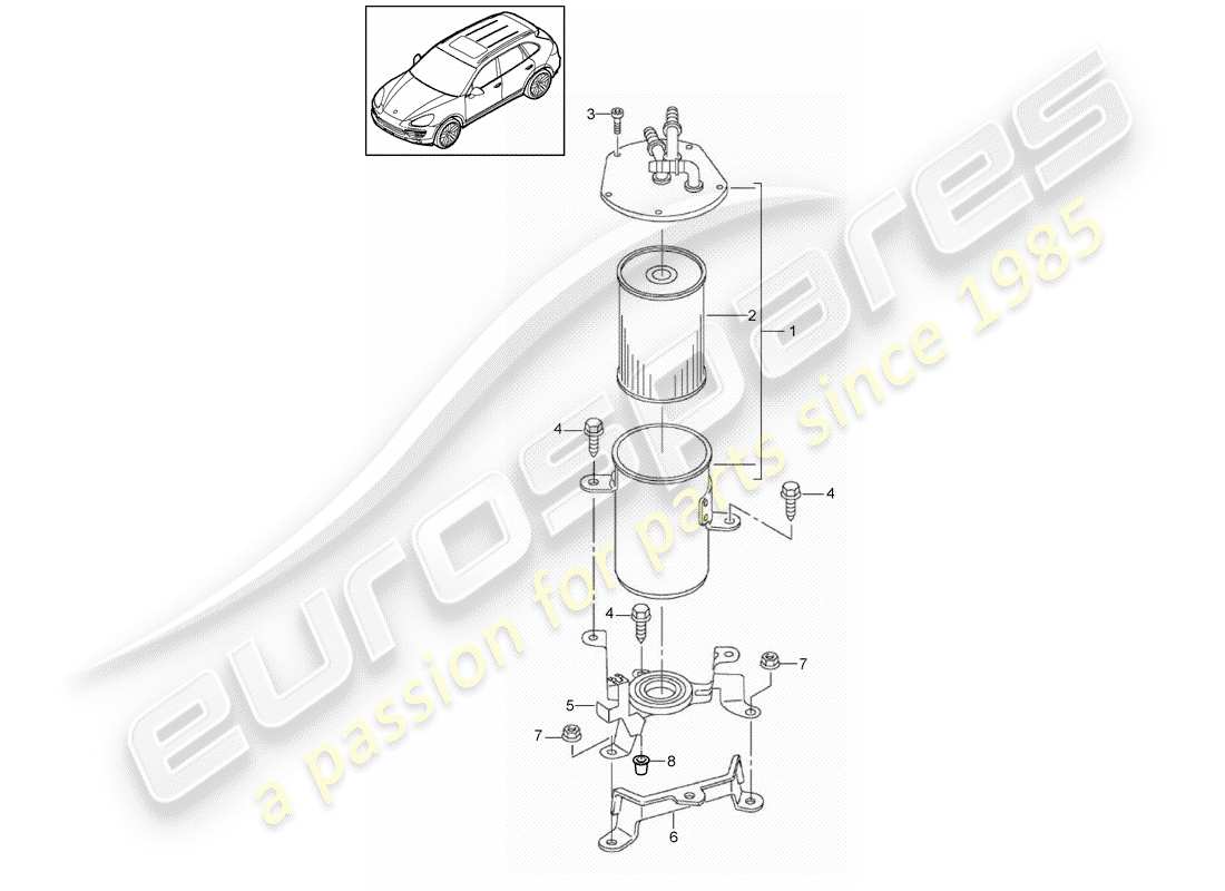 porsche 2013 (cayenne e2 92a) schema delle parti del sistema di alimentazione