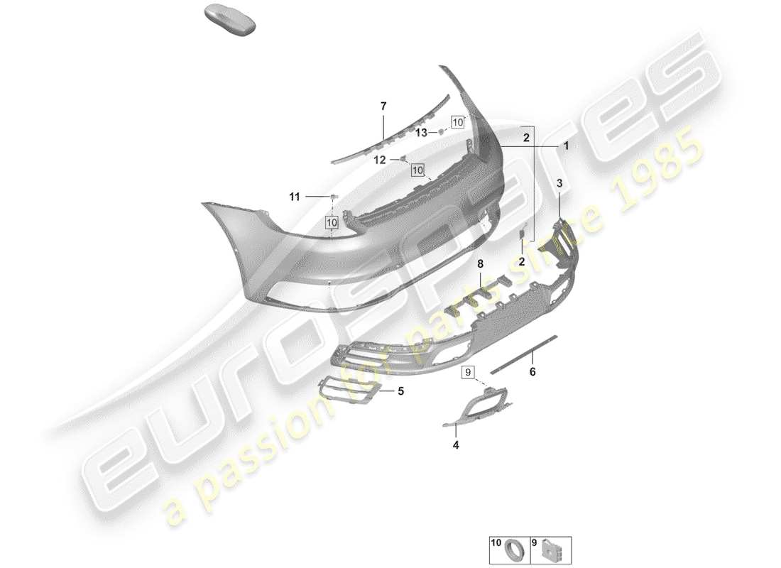 porsche 2020 (992-1) paraurti diagramma delle parti