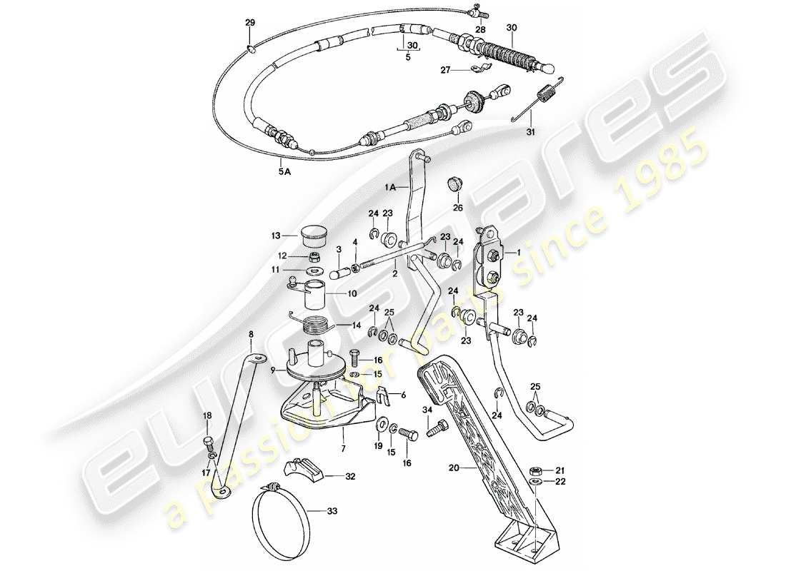 porsche 1981 (924) comando acceleratore - cavo acceleratore - per - cambio automatico schema parte