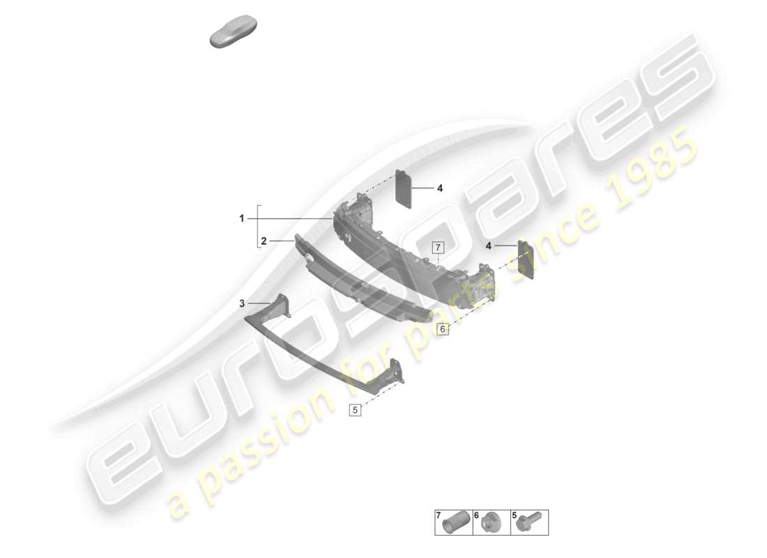 porsche 2020 (992-1) supporto paraurti anteriore diagramma delle parti