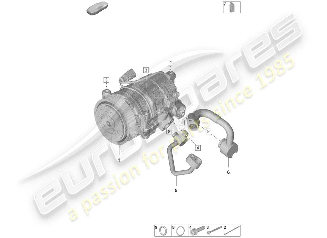 porsche 2020 (992-1) compressore del condizionatore d'aria diagramma delle parti