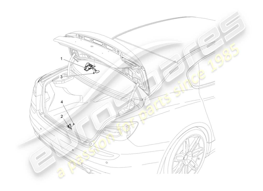 maserati qtp 3.0 bt v6 410hp (2014) schema delle parti del controllo dell'apertura del cofano posteriore