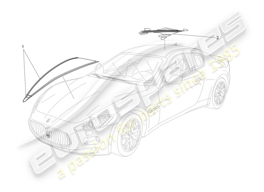 maserati granturismo (2013) schermatura, profili e pannelli di copertura diagramma delle parti