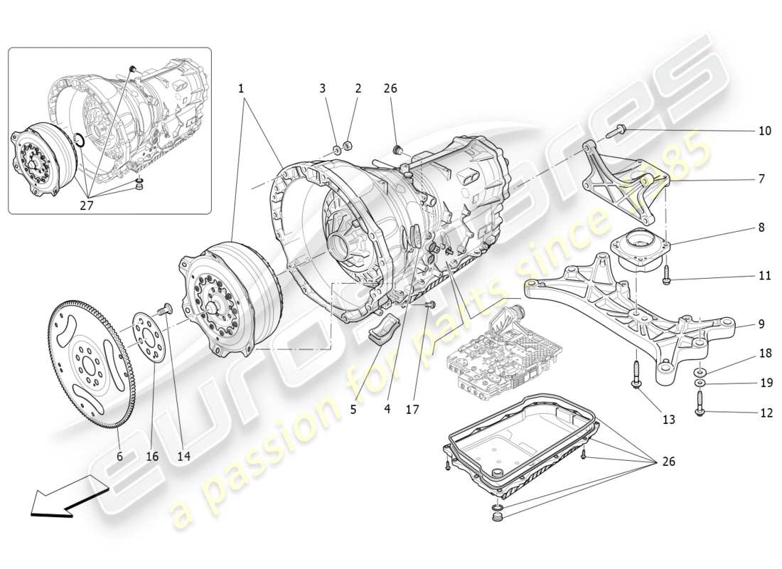 maserati qtp 3.0 tds v6 275hp (2015) diagramma delle parti degli alloggiamenti del cambio