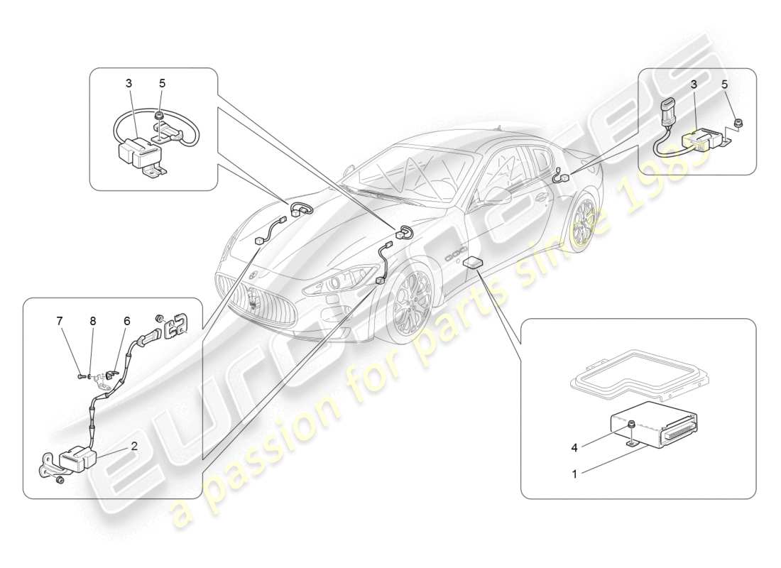 maserati granturismo (2008) controllo elettronico (sospensione) diagramma delle parti