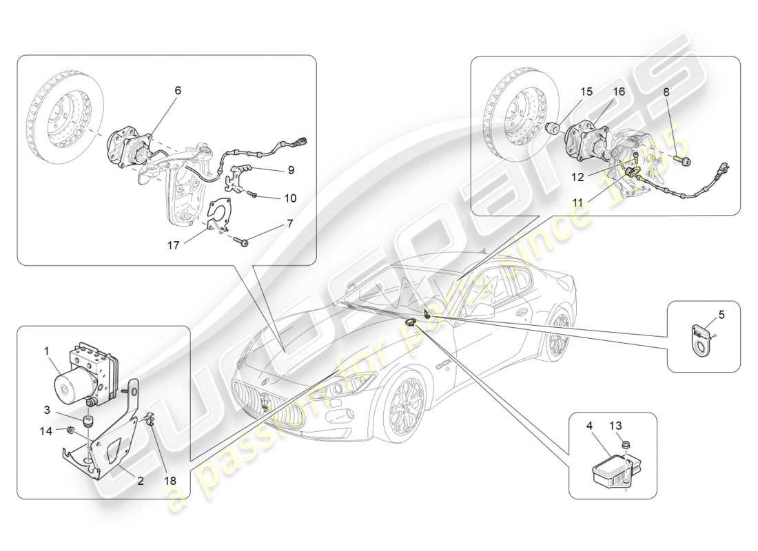maserati granturismo (2009) sistemi di controllo della frenata diagramma delle parti