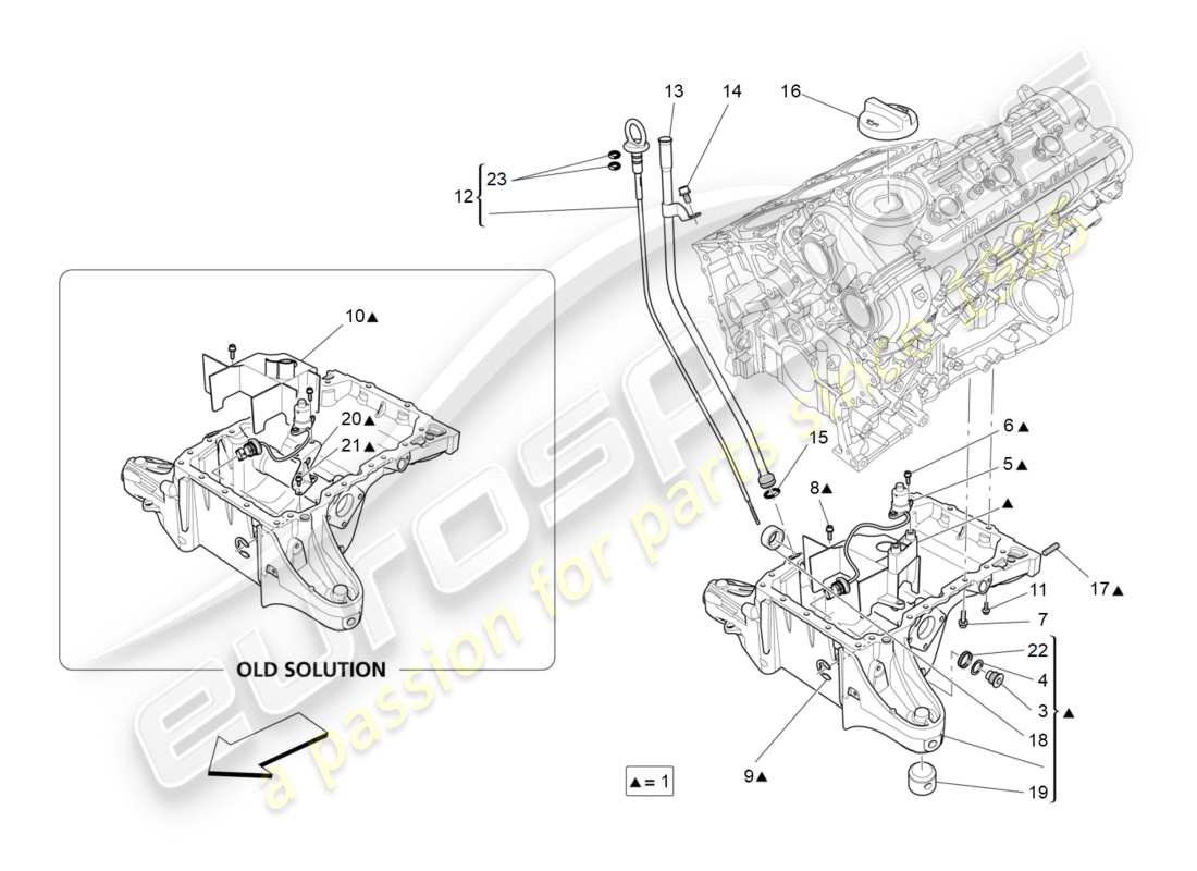 maserati qtp 3.0 bt v6 410hp (2014) sistema di lubrificazione: diagramma delle parti del circuito e della raccolta