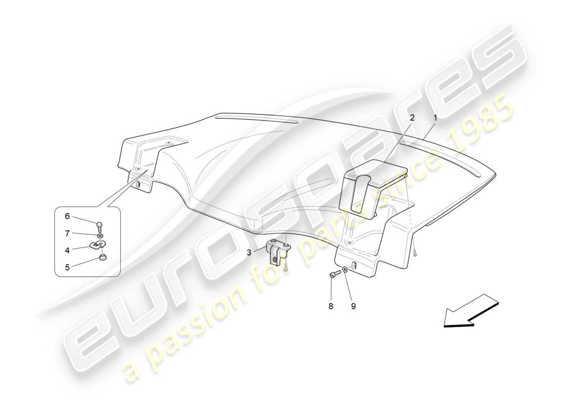 maserati granturismo (2012) ripiano posteriore diagramma delle parti