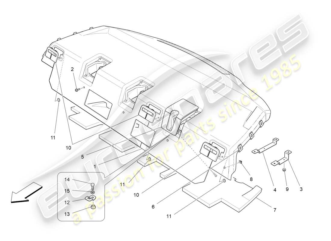 maserati qtp 3.0 tds v6 275hp (2015) ripiano posteriore diagramma delle parti