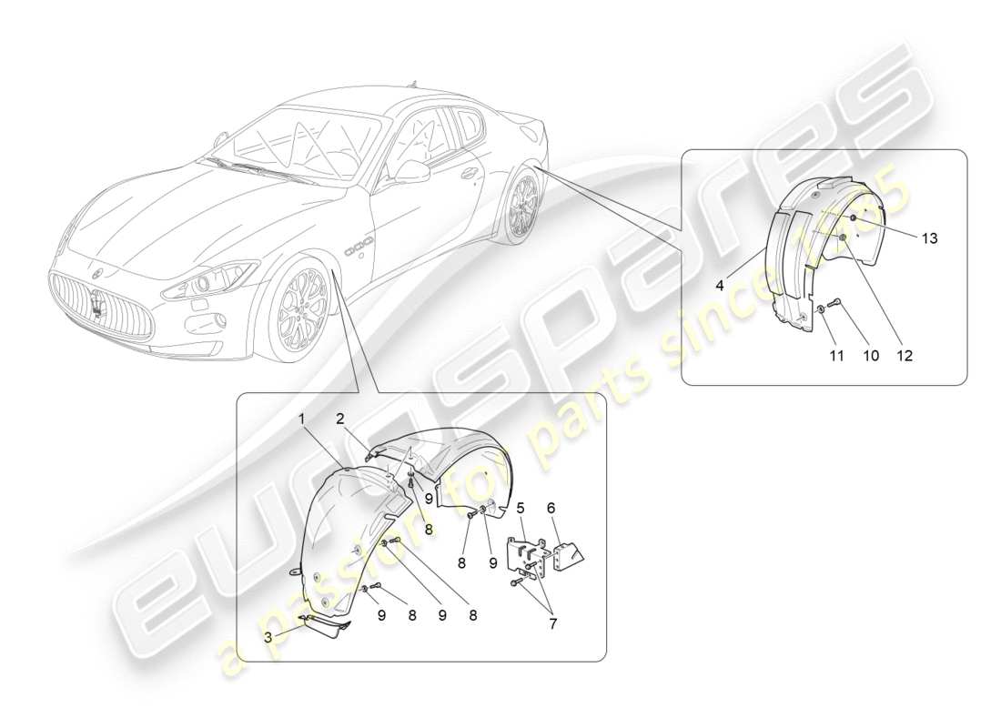 maserati granturismo (2015) timoneria e coperchi diagramma delle parti
