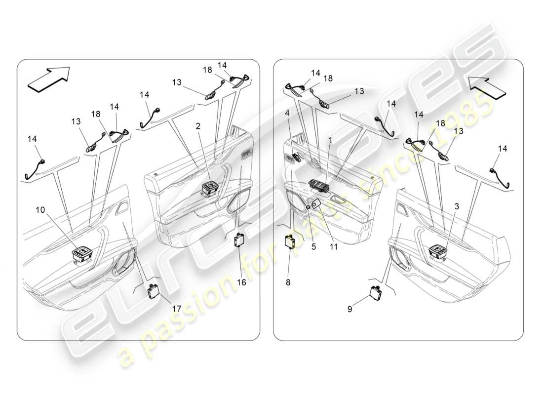 maserati qtp 3.0 tds v6 275hp (2015) diagramma delle parti dei dispositivi per porte