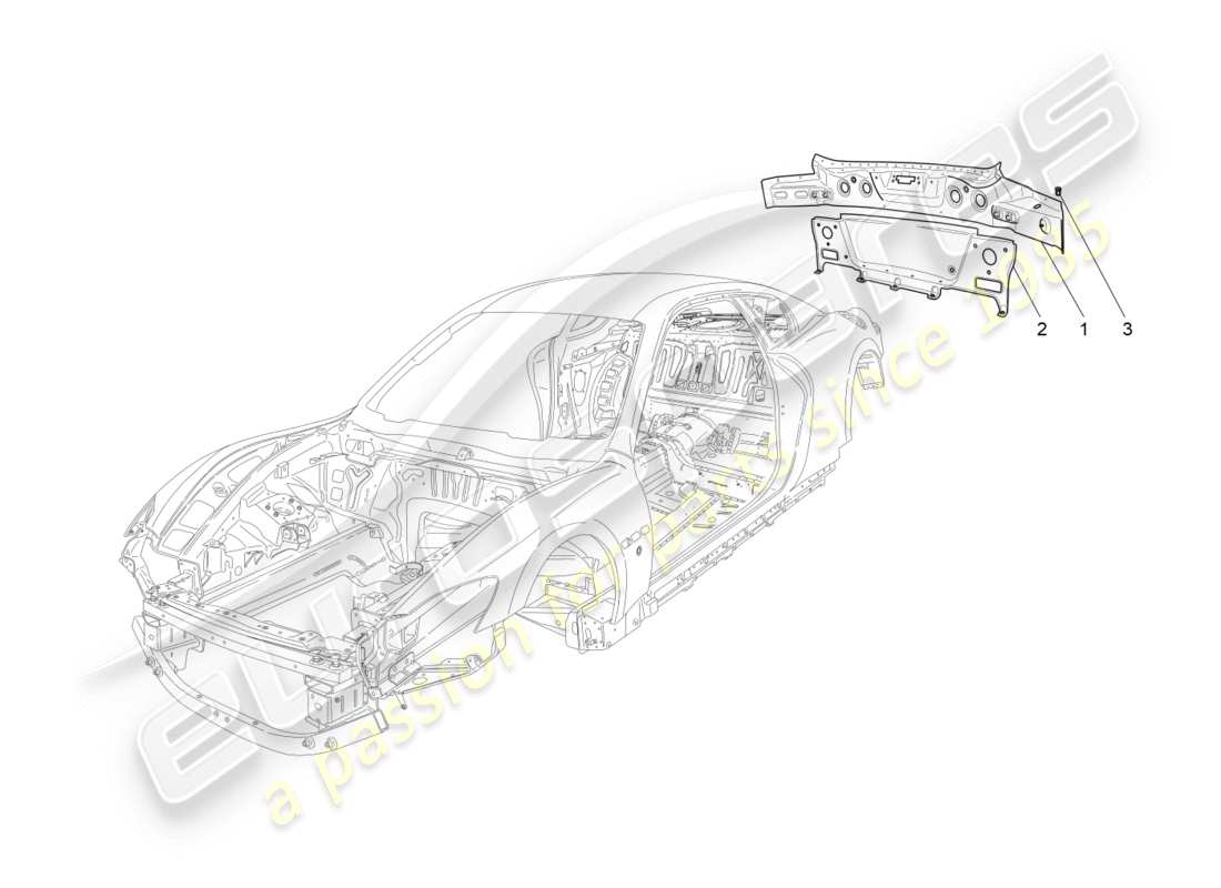 maserati granturismo (2015) carrozzeria e rivestimenti esterni posteriori diagramma delle parti