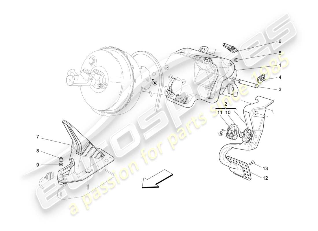maserati qtp 3.0 tds v6 275hp (2015) schema completo delle parti dell'unità pedaliera