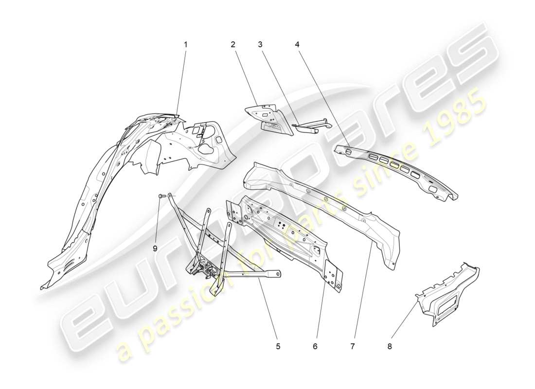 maserati qtp 3.0 bt v6 410hp (2014) schema delle parti della carrozzeria e dei pannelli di rivestimento esterni posteriori