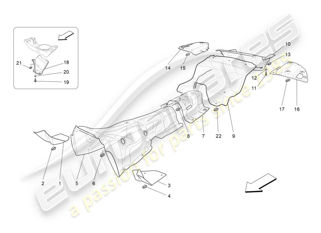 maserati granturismo (2012) pannelli termoisolanti diagramma delle parti