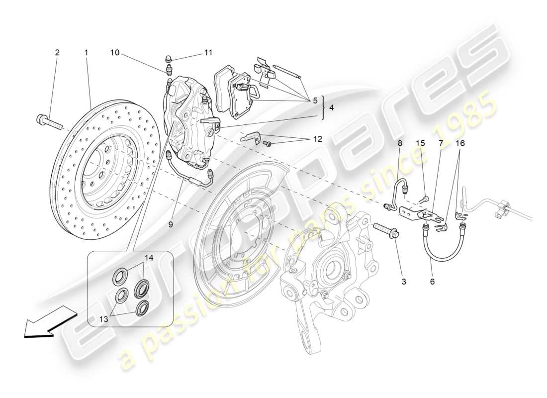 maserati qtp 3.0 tds v6 275hp (2015) schema parziale dei dispositivi di frenatura sulle ruote posteriori