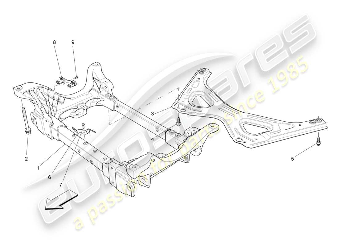 maserati qtp 3.0 bt v6 410hp (2014) schema delle parti del sottotelaio anteriore