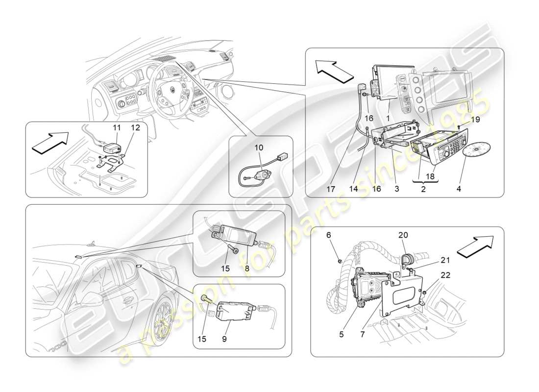 maserati granturismo s (2017) sistema informatico diagramma delle parti