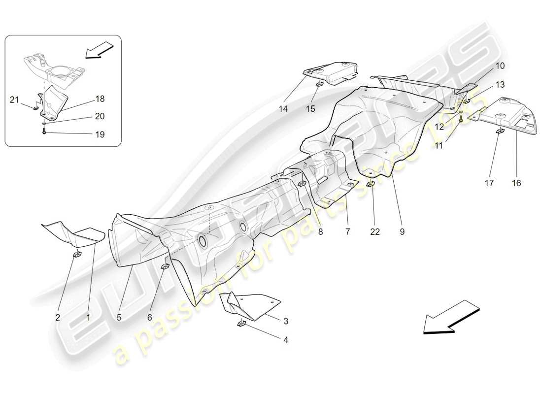 maserati granturismo (2009) pannelli termoisolanti diagramma delle parti