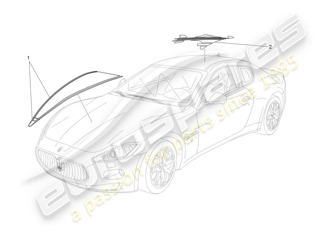 maserati granturismo (2008) schermatura, profili e pannelli di copertura diagramma delle parti