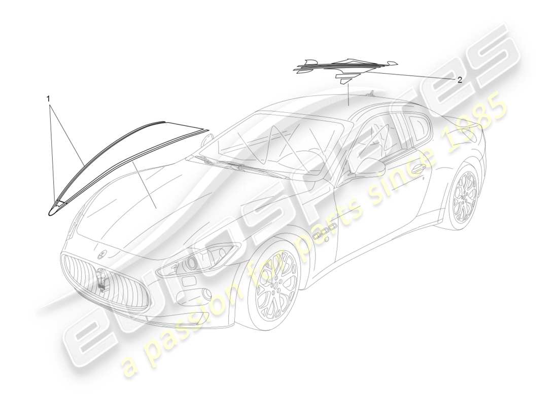 maserati granturismo (2008) schema delle parti di scudi, finiture e pannelli di copertura