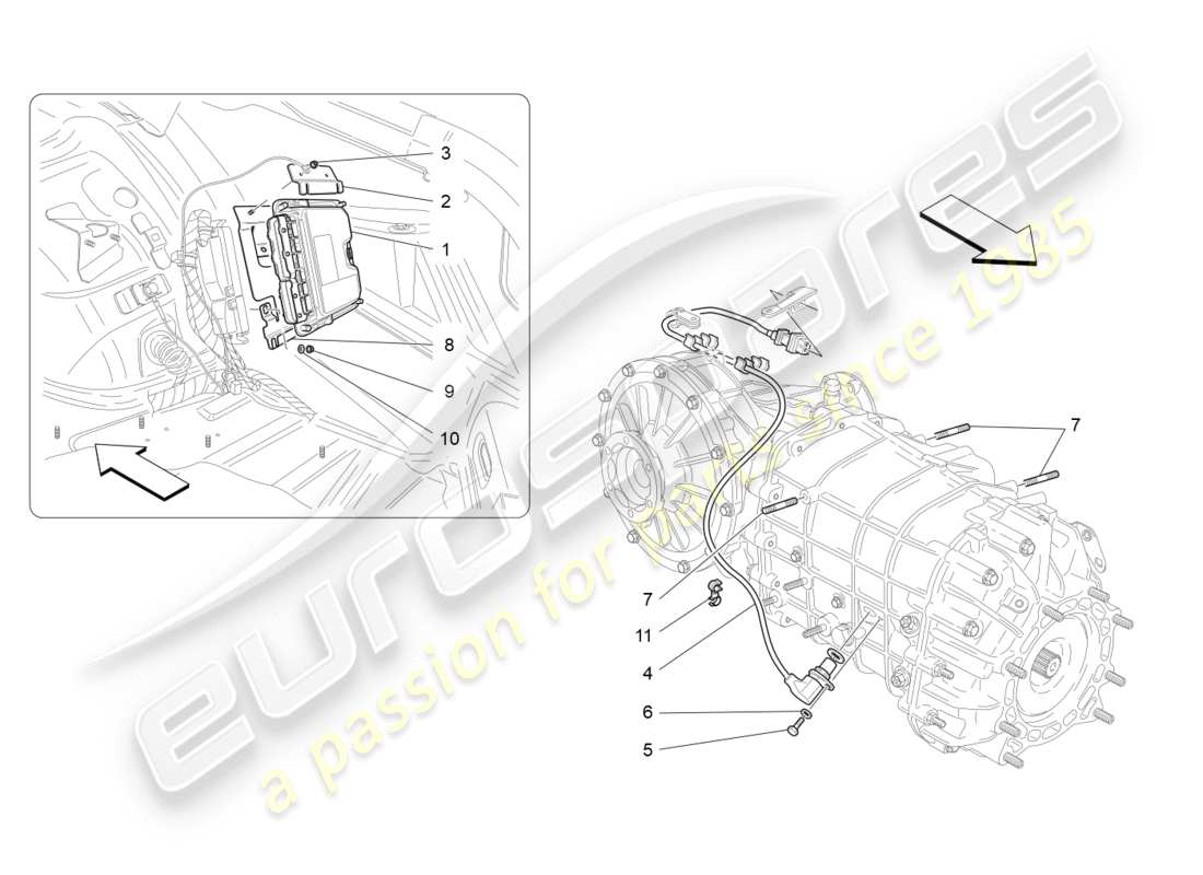 maserati granturismo (2011) schema delle parti controllo elettronico (cambio).