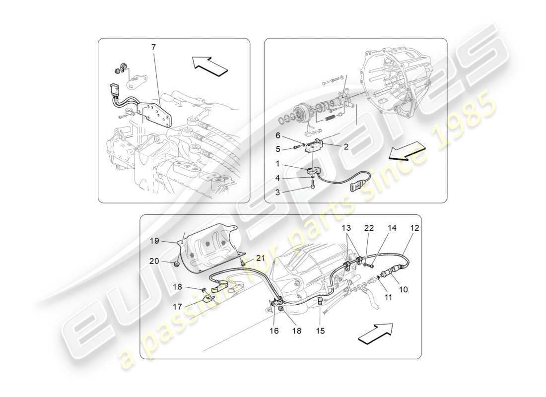 maserati granturismo (2009) comando elettronico della frizione per cambio f1 diagramma delle parti