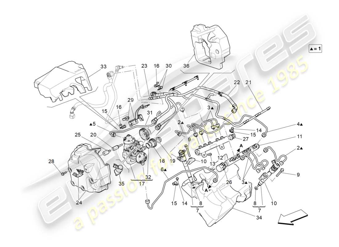 maserati qtp 3.0 tds v6 275hp (2015) diagramma delle parti delle pompe del carburante e delle linee di collegamento