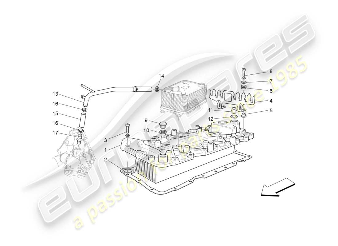 maserati granturismo (2014) diagramma delle parti dello scambiatore di calore